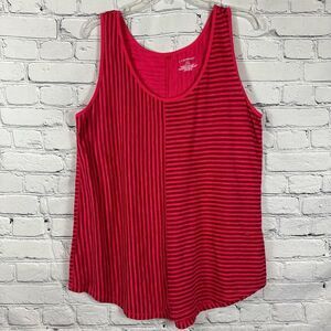 Lane Bryant Women’s Tank Top Sleeveless Shirt Small Red Stripes 14/16